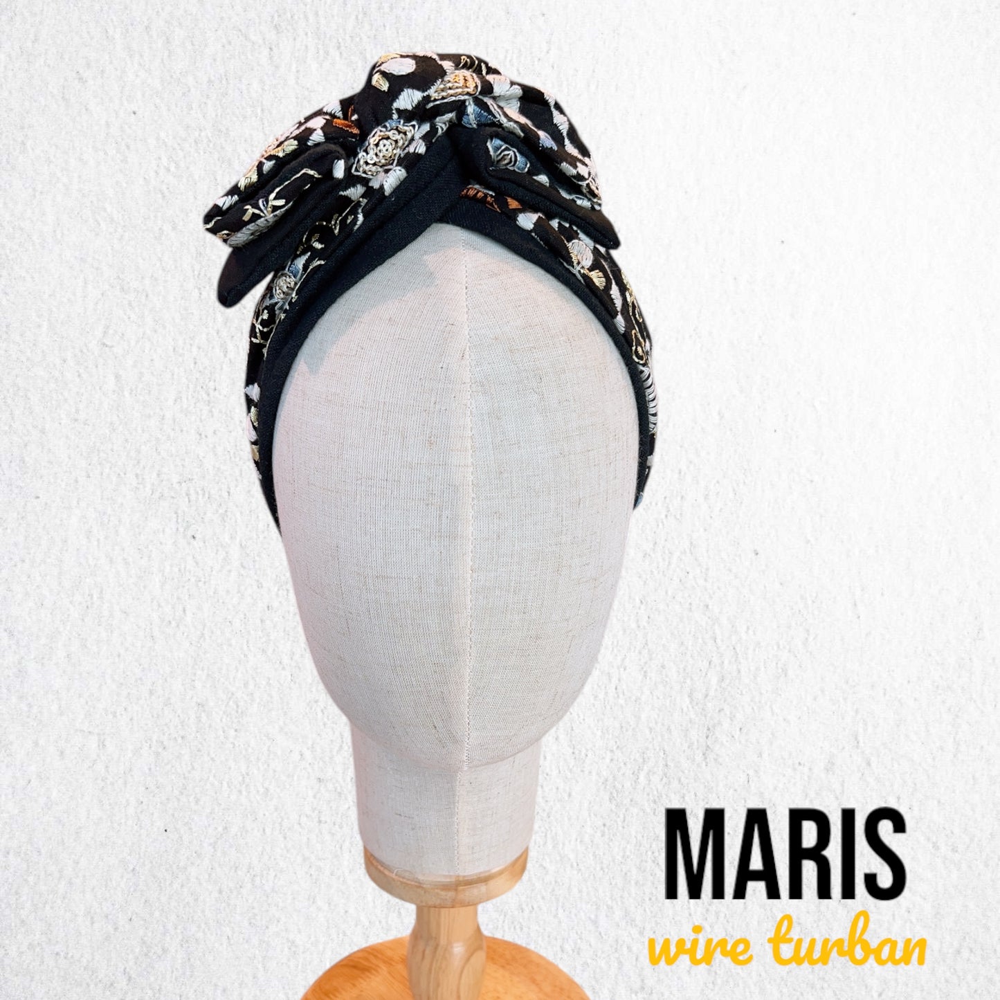 白雪の刺繍ターバン ワイヤーターバン ヘアターバン