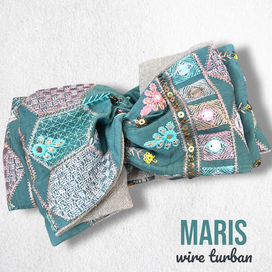 エメラルドラティス(刺繍×スパンコール）　ワイヤーターバン