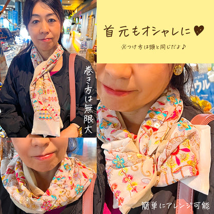 黒ヒョウ　シフォン生地　薄手のワイヤーターバン　ヘアターバン