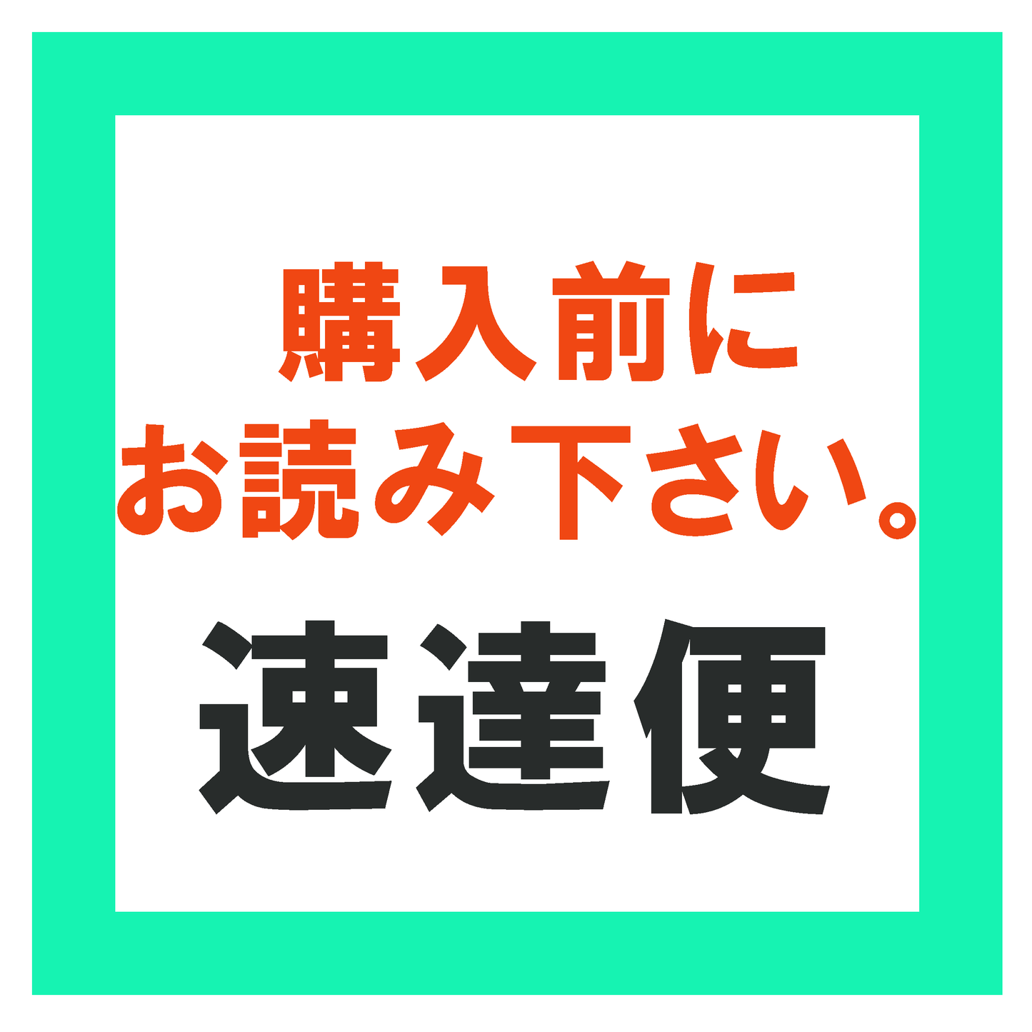 購入される前にお読み下さい。【速達便】
